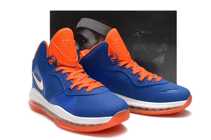 2021 Nike Lebron 8 Blue Orange White Shoes